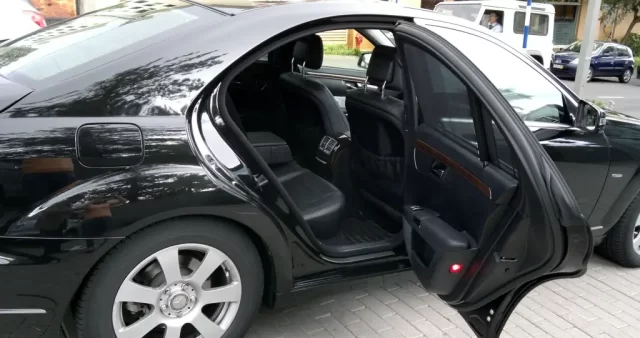 Madeira Island Tours with VIP RC Transports private car, showing a comfortable rear seat and open door for a private island tour experience.